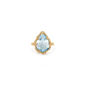 Queen Water Drop Aquamarine Ring with Sprinkled Diamonds