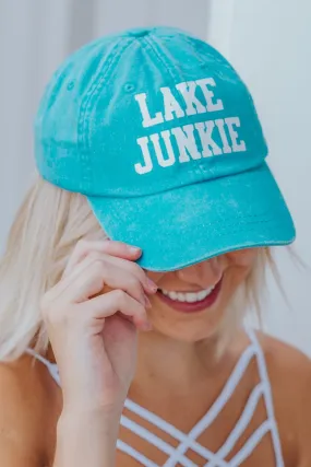 "Lake Junkie" Tuck Away Leather Strap Baseball Cap in Blue