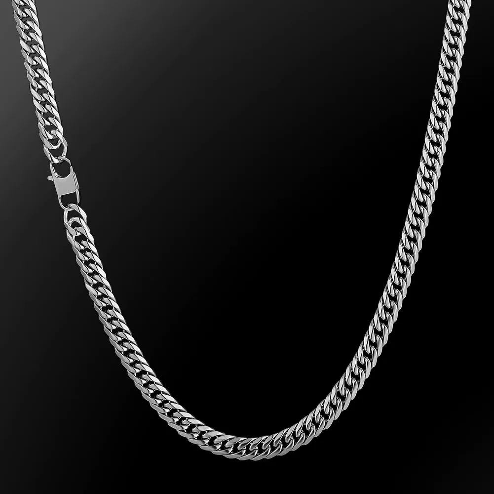 Silver Flat Cuban Chain (6MM)