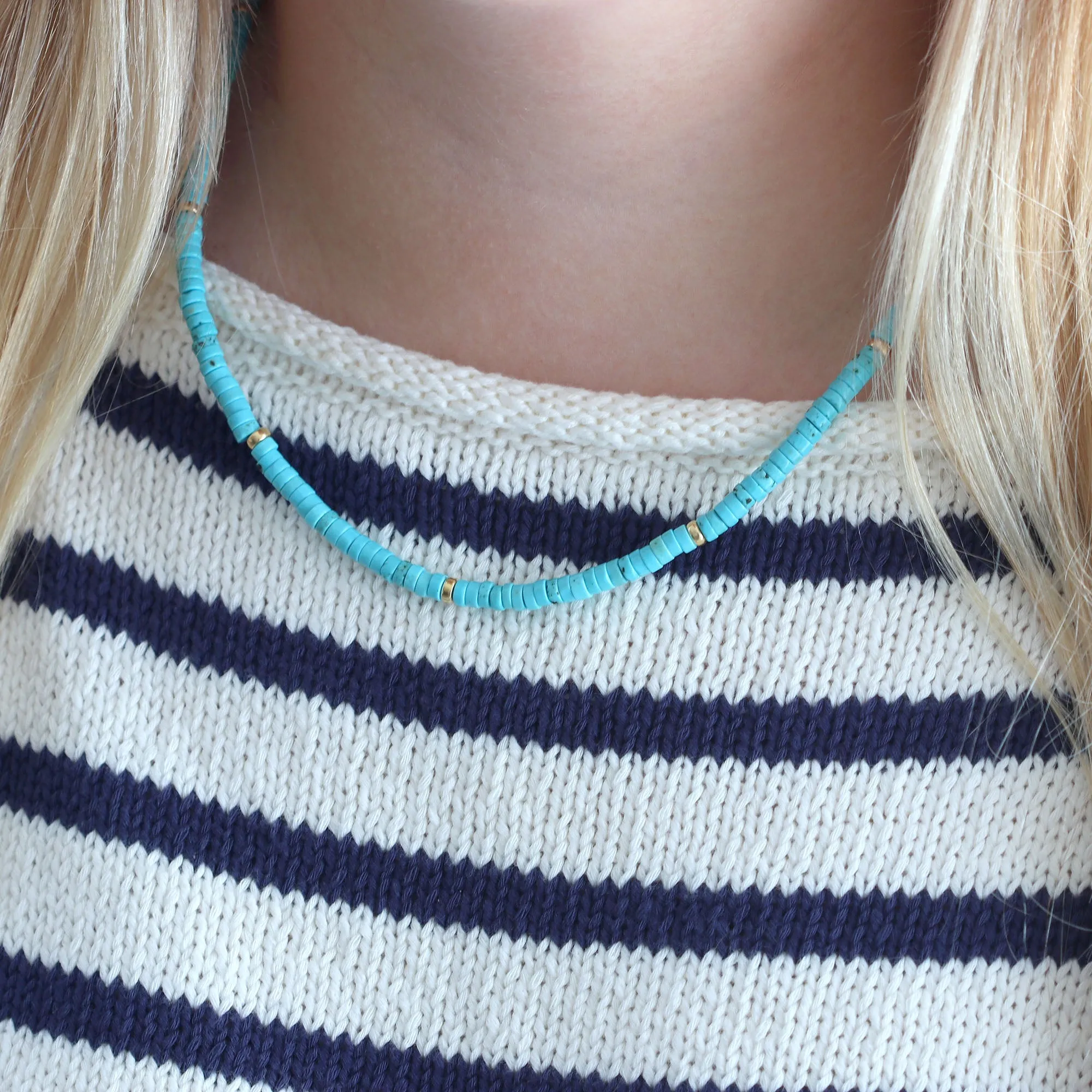 Turquoise Heishi Beaded Necklace