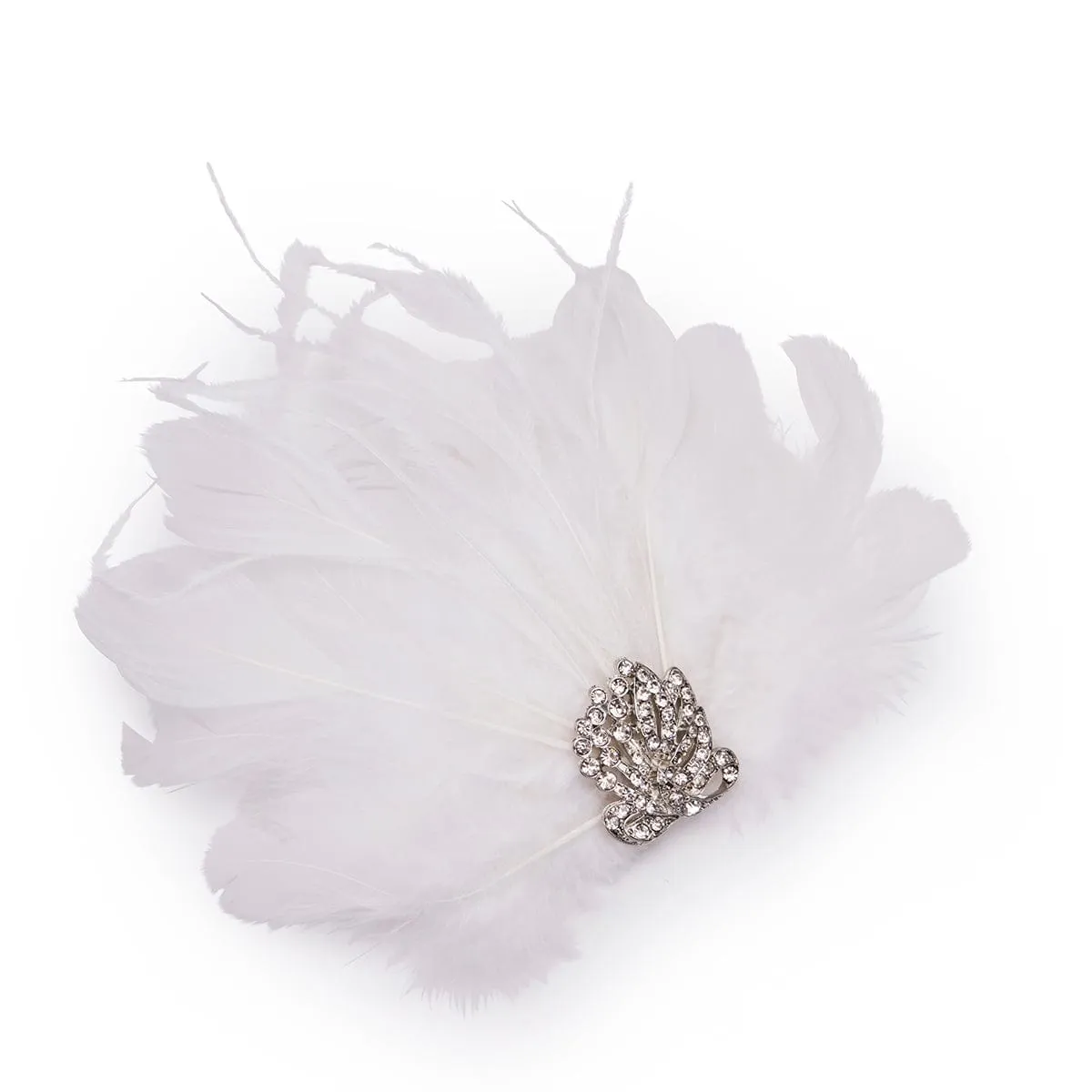 White 1920's Feather Hair Clip