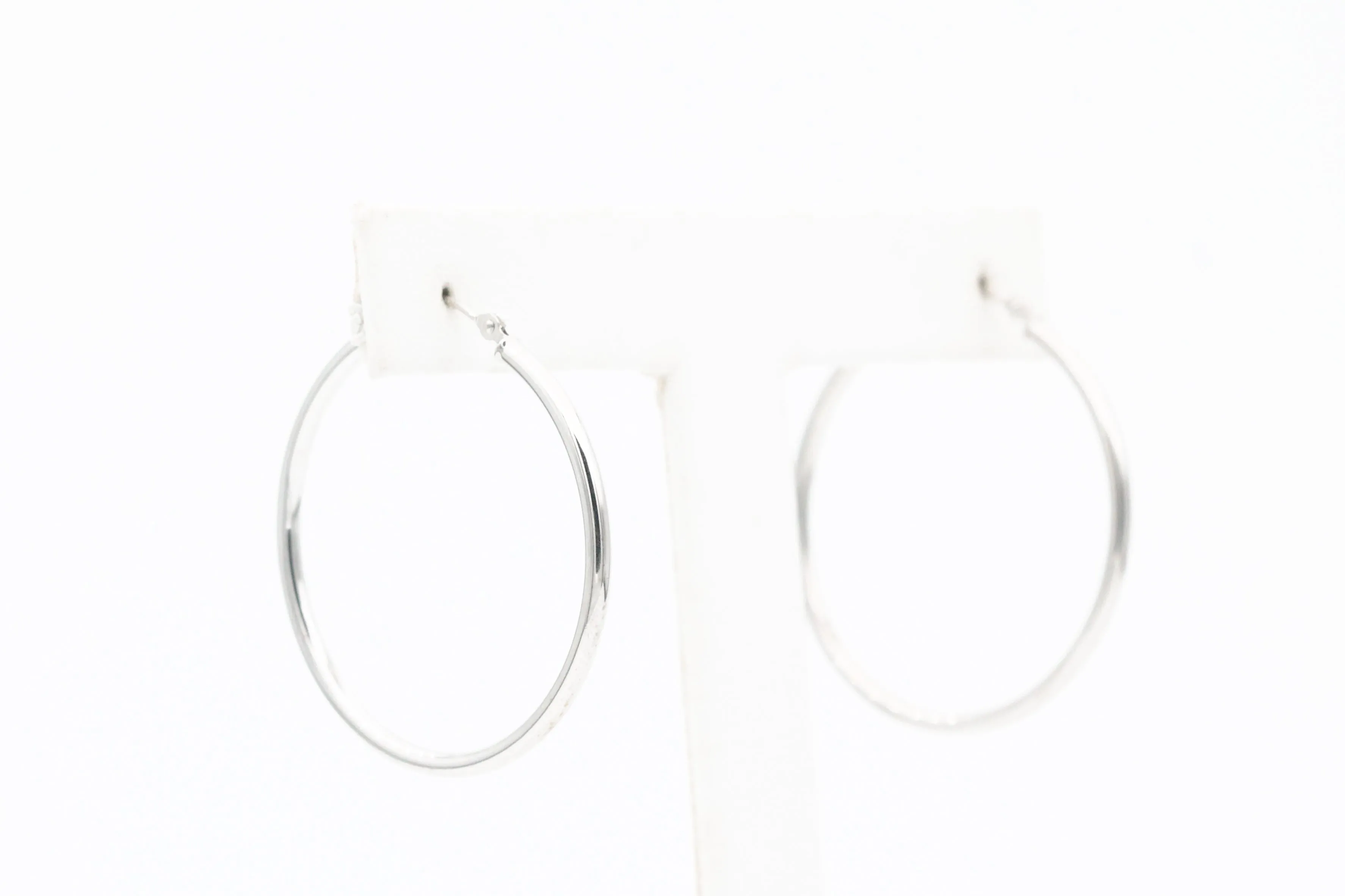 White Gold Large Classic Hoop Earrings