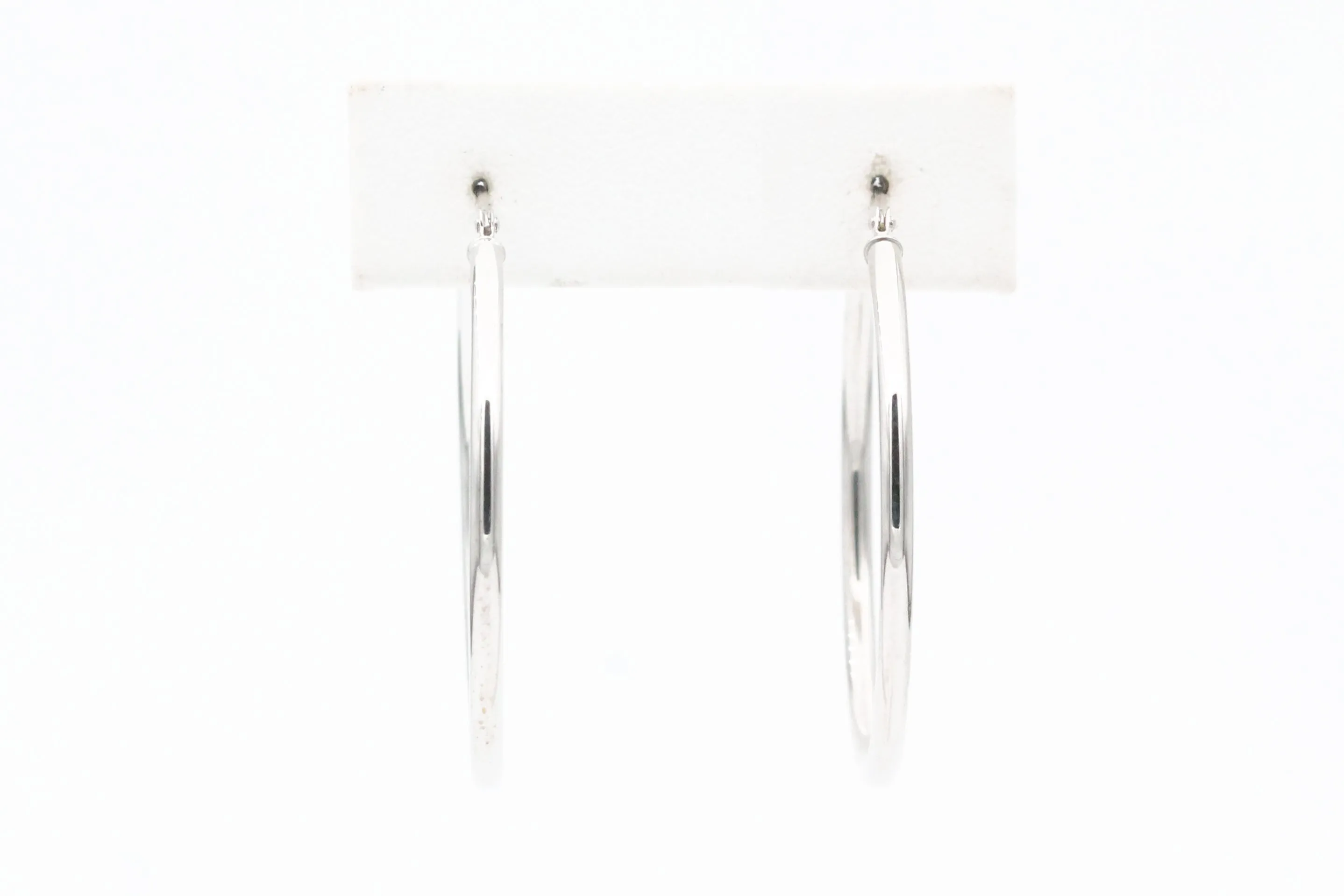 White Gold Large Classic Hoop Earrings